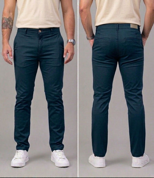 Pantalón Tipo Chino Azul/Beige REF9013