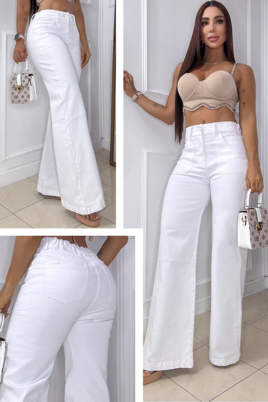 Mom Flare Palazzo Blanco