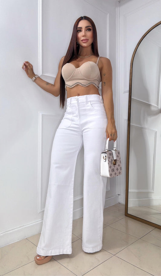 Mom Flare Palazzo Blanco