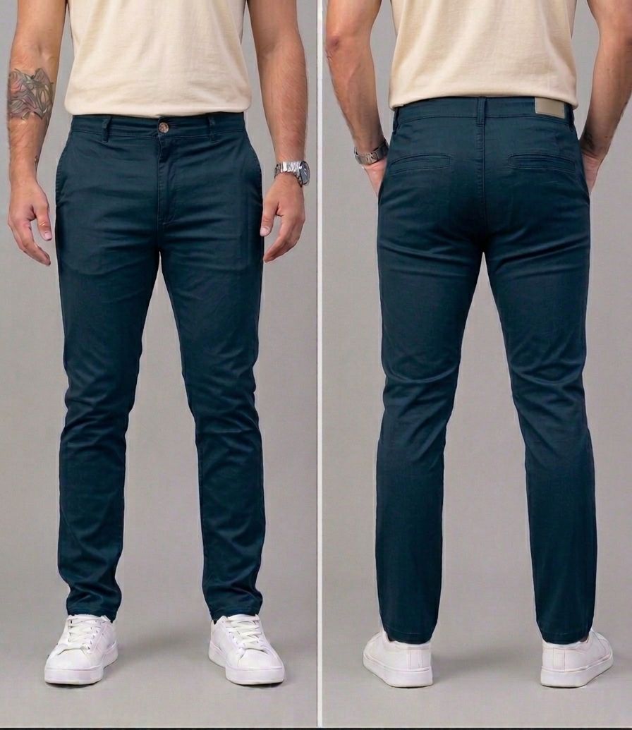 Pantalón Tipo Chino Azul/Beige REF9013